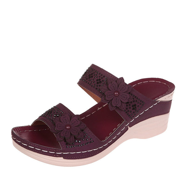 Orthopädische Sommersandalen mit Absatz | Hallux-Entlastung &amp; Fußgewölbe-Stütze | atmungsaktiv, bequem | Damen Sandalen