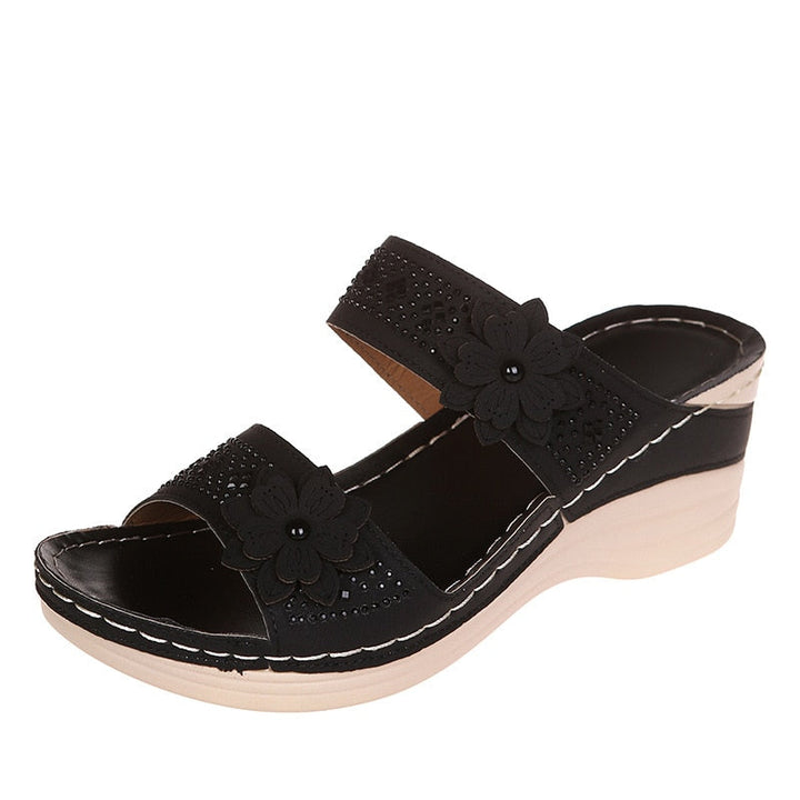 Orthopädische Sommersandalen mit Absatz | Hallux-Entlastung &amp; Fußgewölbe-Stütze | atmungsaktiv, bequem | Damen Sandalen
