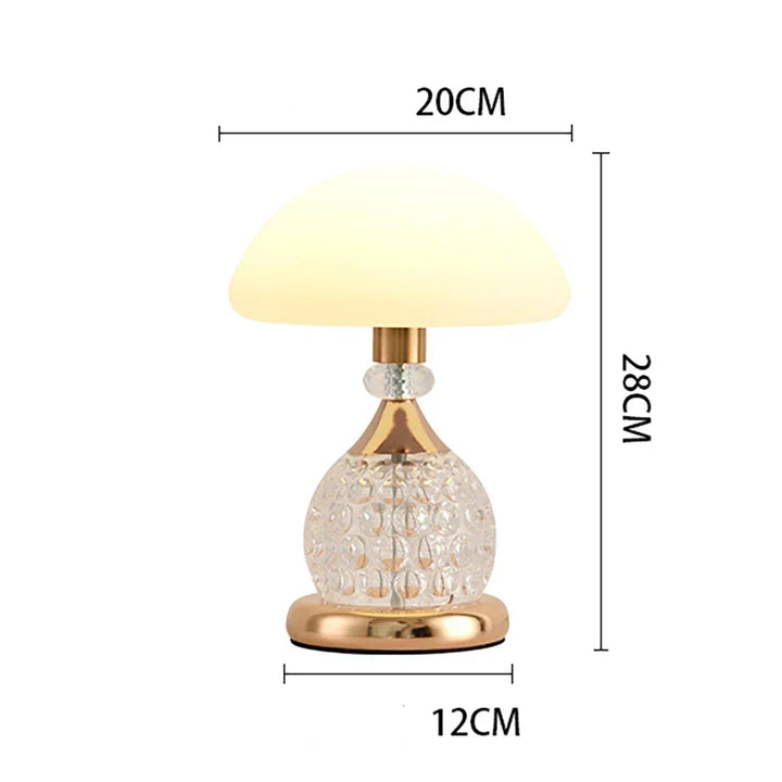 LED Pilz Tischlampe 28 cm mit Kristalloptik | Warmweißes Licht im Vintage-Design | Dekolampe für Wohnzimmer und Schlafzimmer