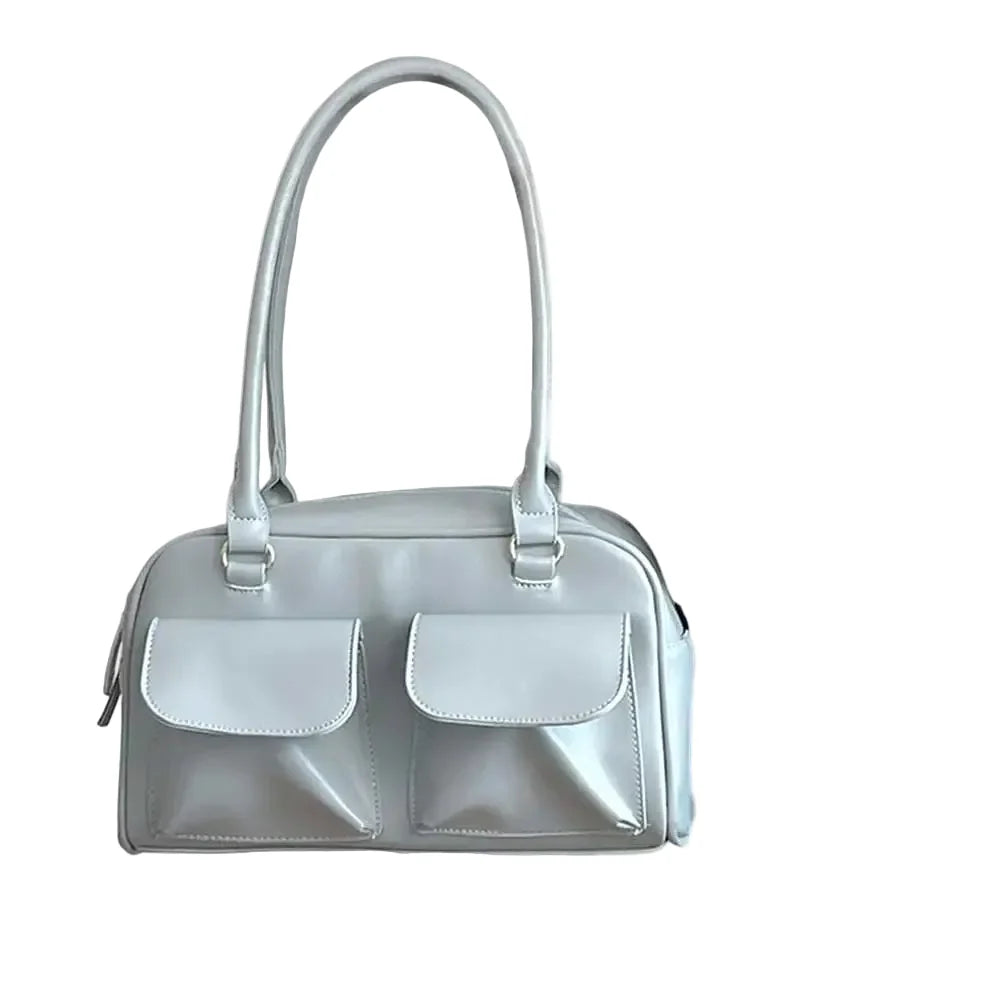 Damen Satchel Handtasche | Vintage-Design mit Fronttaschen, stabilem Henkel und geräumigem Innenfach