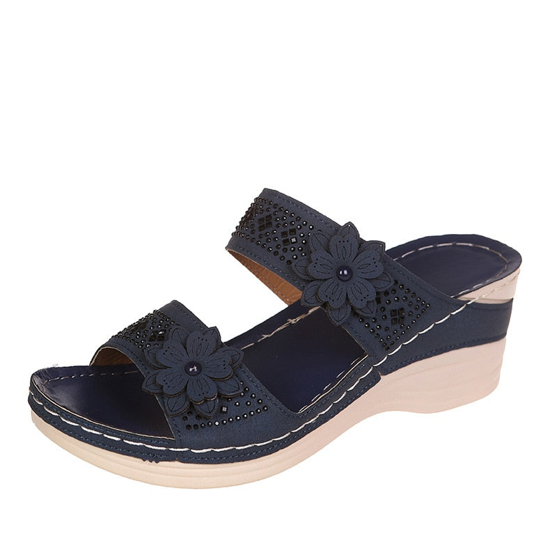 Orthopädische Sommersandalen mit Absatz | Hallux-Entlastung &amp; Fußgewölbe-Stütze | atmungsaktiv, bequem | Damen Sandalen