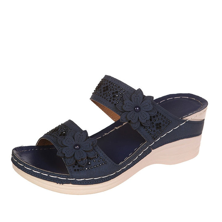 Orthopädische Sommersandalen mit Absatz | Hallux-Entlastung &amp; Fußgewölbe-Stütze | atmungsaktiv, bequem | Damen Sandalen