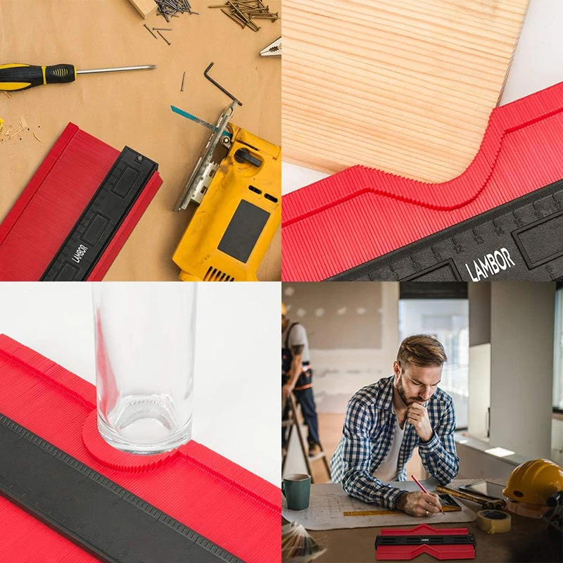 Contorno 25 cm per linee di taglio precise | Per battiscopa, laminato e piastrelle | Copiaforme in ABS, compatto e robusto