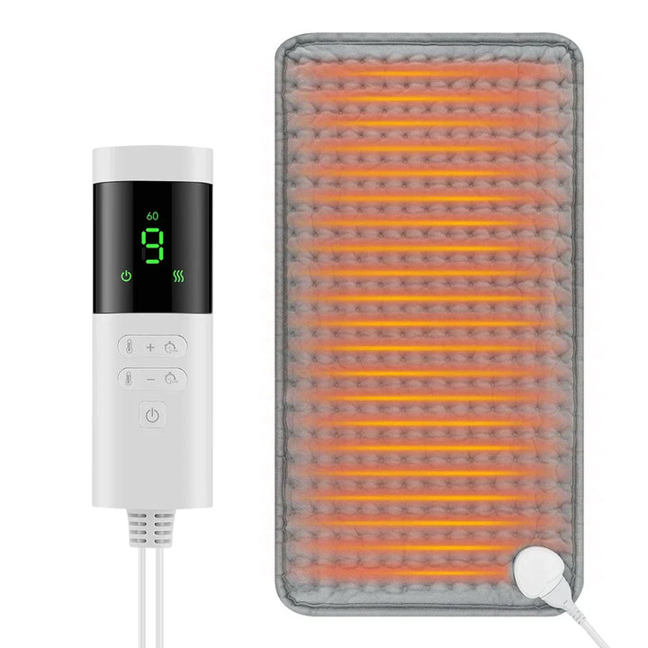 Elektrisches Heizkissen 30 × 60 cm | 9 Temperaturstufen, 4 Timer-Modi, 75 W und Abschaltautomatik für Rücken und Bauch