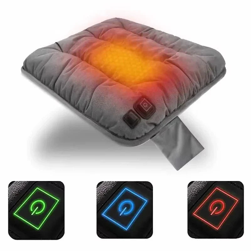 Heizkissen Auto 43 × 41 cm | USB-Sitzheizung mit Graphen-Heizfaser, 3 Heizstufen und rutschfester Unterseite