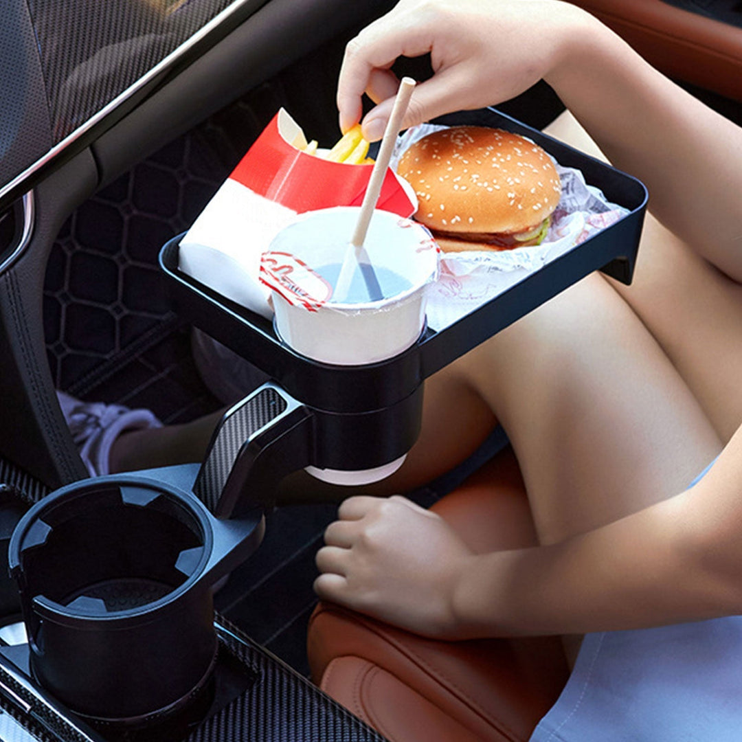 Auto Getränkehalter-Erweiterung mit Ablagetisch | 360° Drehbar &amp; Universelle Passform | Praktische Ablage für Getränke, Snacks &amp; Geräte