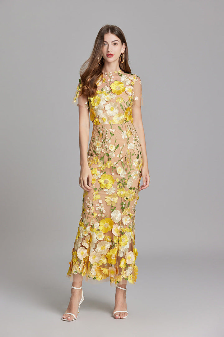 Elegantes Ärmelloses Besticktes Damenkleid | Maxi