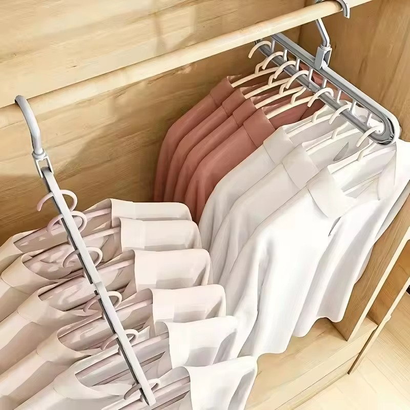 Drehbare Kleiderbügel 4er Set mit 9 Löchern | Platzsparende Schrankorganisation | 360° Drehbar &amp; Faltbar
