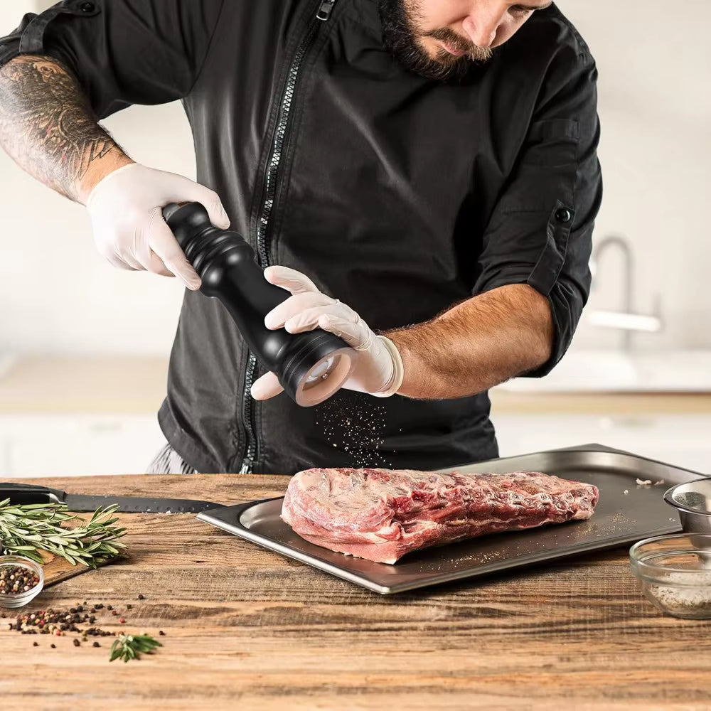 Salz- und Pfeffermühlen-Set | 2 manuelle Gewürzmühlen mit verstellbarem Keramikmahlwerk für feines und grobes Mahlen in Küche und am Tisch