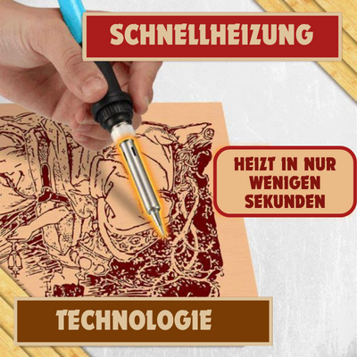 Pyrographie-Brennset 60W | Brandmalerei-Set mit 28 Brennspitzen und einstellbarer Temperatur für Holz und Leder