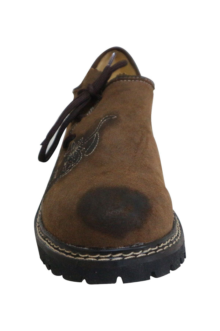 Haferlschuhe Herren | Braune Trachtenschuhe aus Ziegenveloursleder mit Schnürung für Lederhosen und Oktoberfest