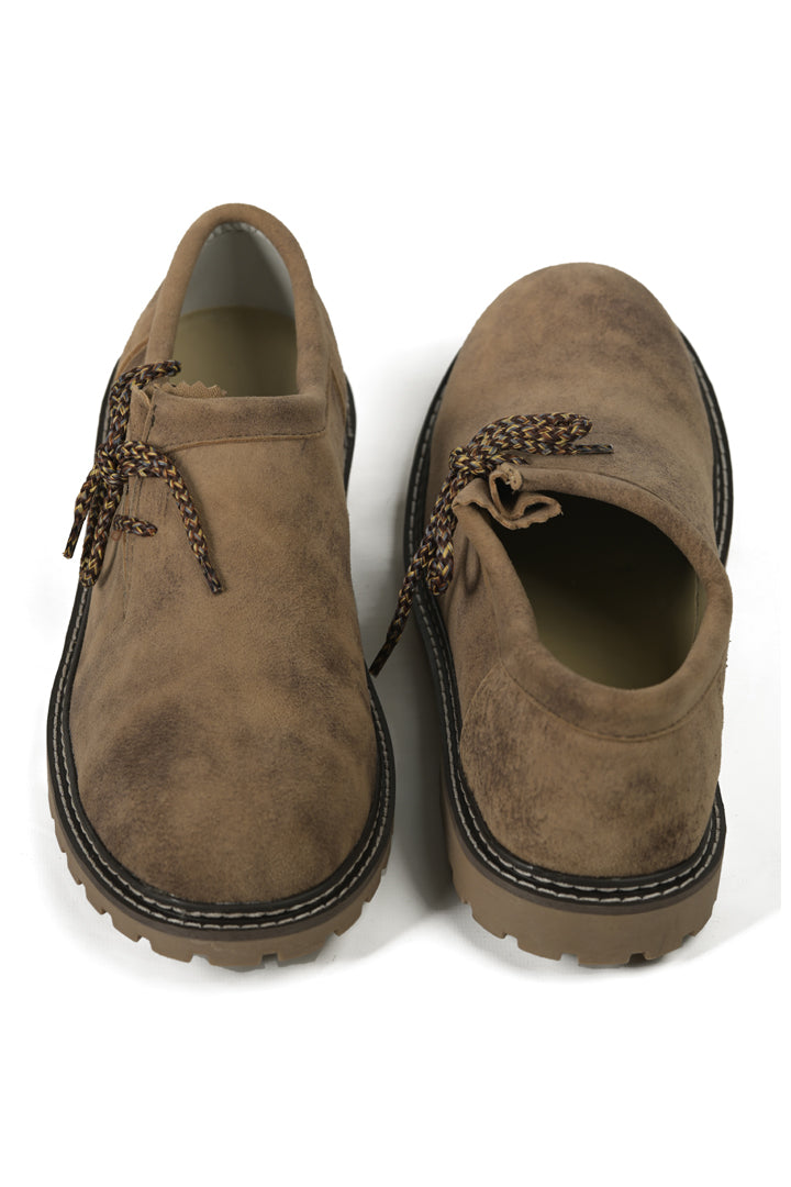 Haferlschuhe Herren | Braune Trachtenschuhe aus Echtleder mit seitlicher Schnürung für Lederhosen und Oktoberfest