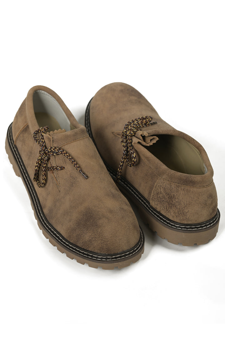 Haferlschuhe Herren | Braune Trachtenschuhe aus Echtleder mit seitlicher Schnürung für Lederhosen und Oktoberfest