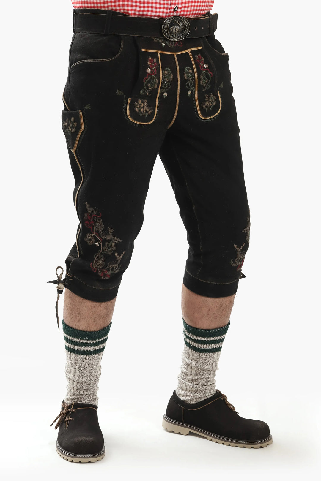 Haferlschuhe Herren | Schwarze Trachtenschuhe aus Echtleder mit seitlicher Schnürung für Lederhosen und Oktoberfest