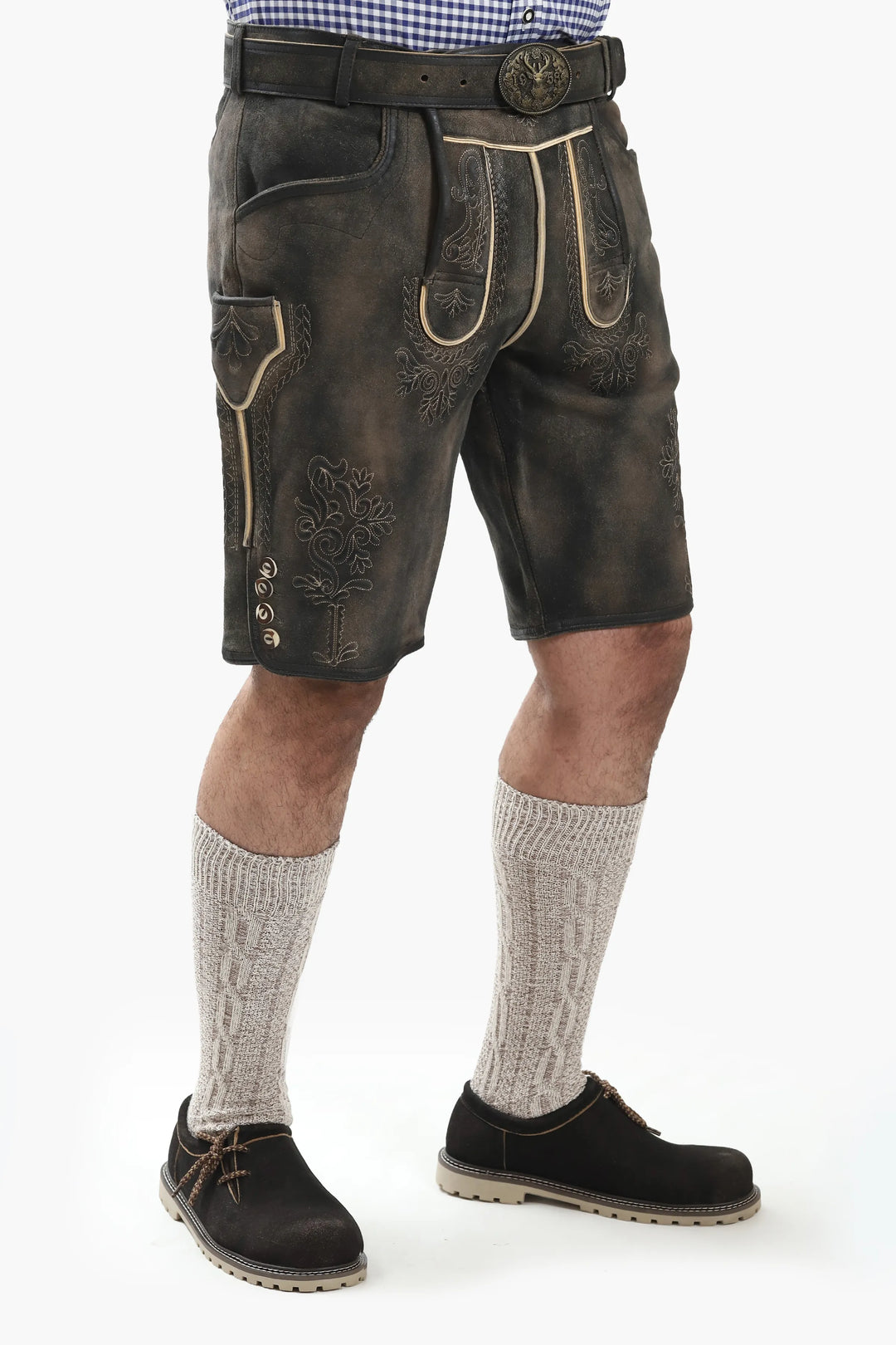 Haferlschuhe Herren | Schwarze Trachtenschuhe aus Echtleder mit seitlicher Schnürung für Lederhosen und Oktoberfest