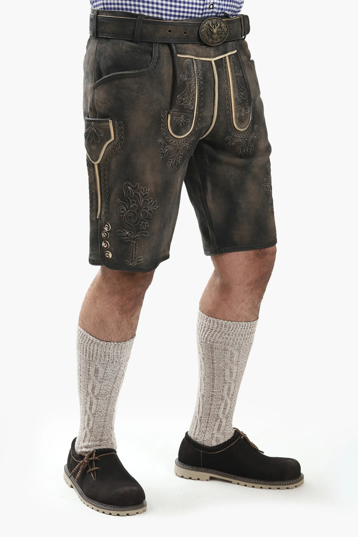 Haferlschuhe Herren | Schwarze Trachtenschuhe aus Echtleder mit seitlicher Schnürung für Lederhosen und Oktoberfest