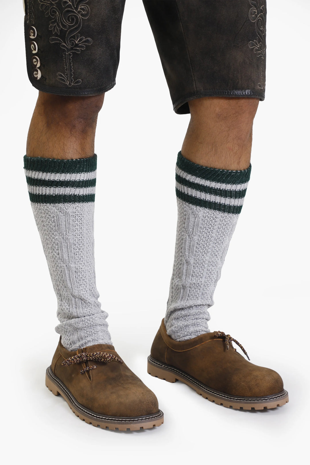 Herren Haferlschuhe aus braunem Echtleder | Trachtenschuhe mit seitlicher Schnürung für Lederhosen und Oktoberfest