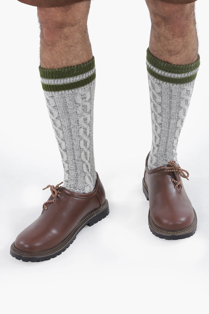 Haferlschuhe Herren | Braune Trachtenschuhe aus Echtleder mit seitlicher Schnürung für Lederhosen und Oktoberfest