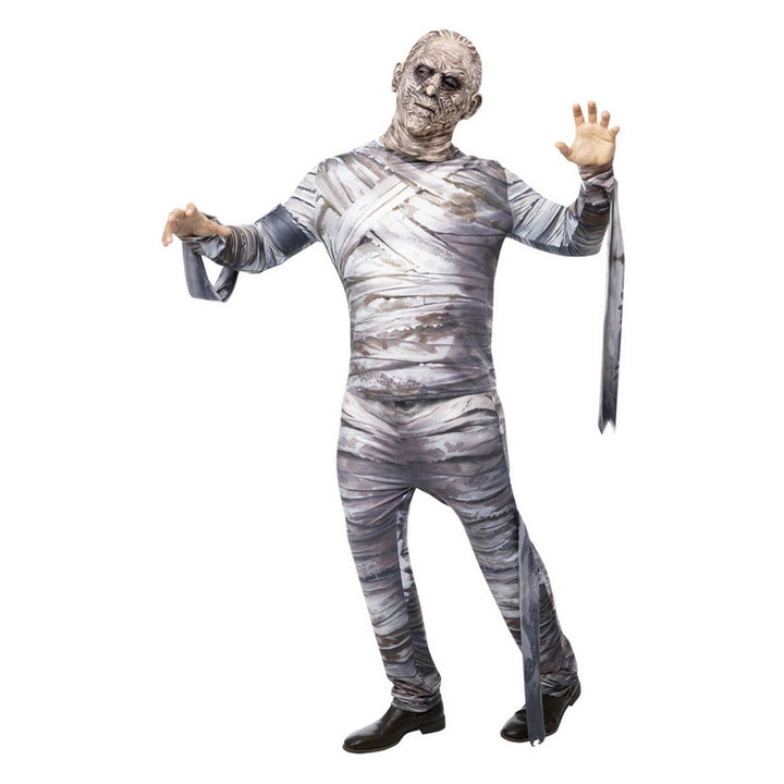Herren Mumien Kostüm Grau Braun | 3-teiliges Halloween Kostüm mit Oberteil, Hose und Mumienmaske für Horrorparty