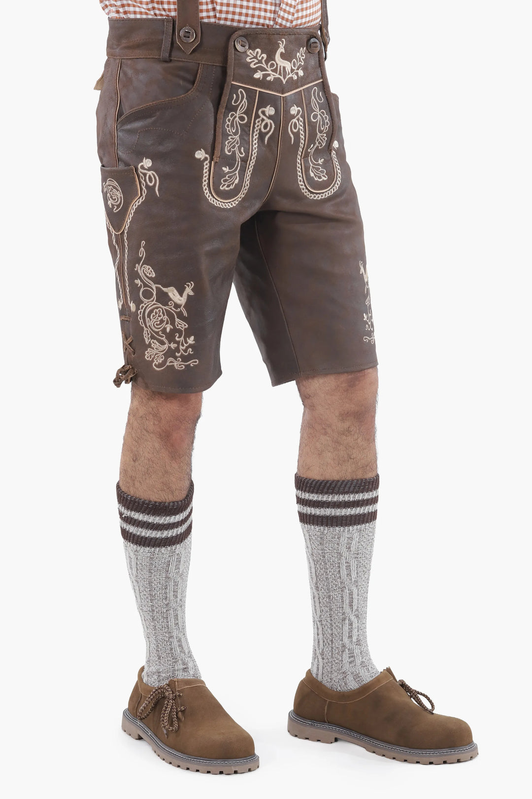 Trachtensocken Herren | Braune bayerische Kniestrümpfe für Lederhosen und Oktoberfest-Outfits
