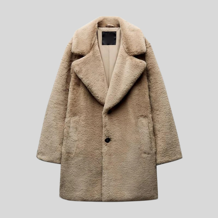 Damen Teddy Wintermantel mit weichem Plüschstoff | Warmer, flauschiger Mantel für kalte Tage, Spaziergänge und Alltag