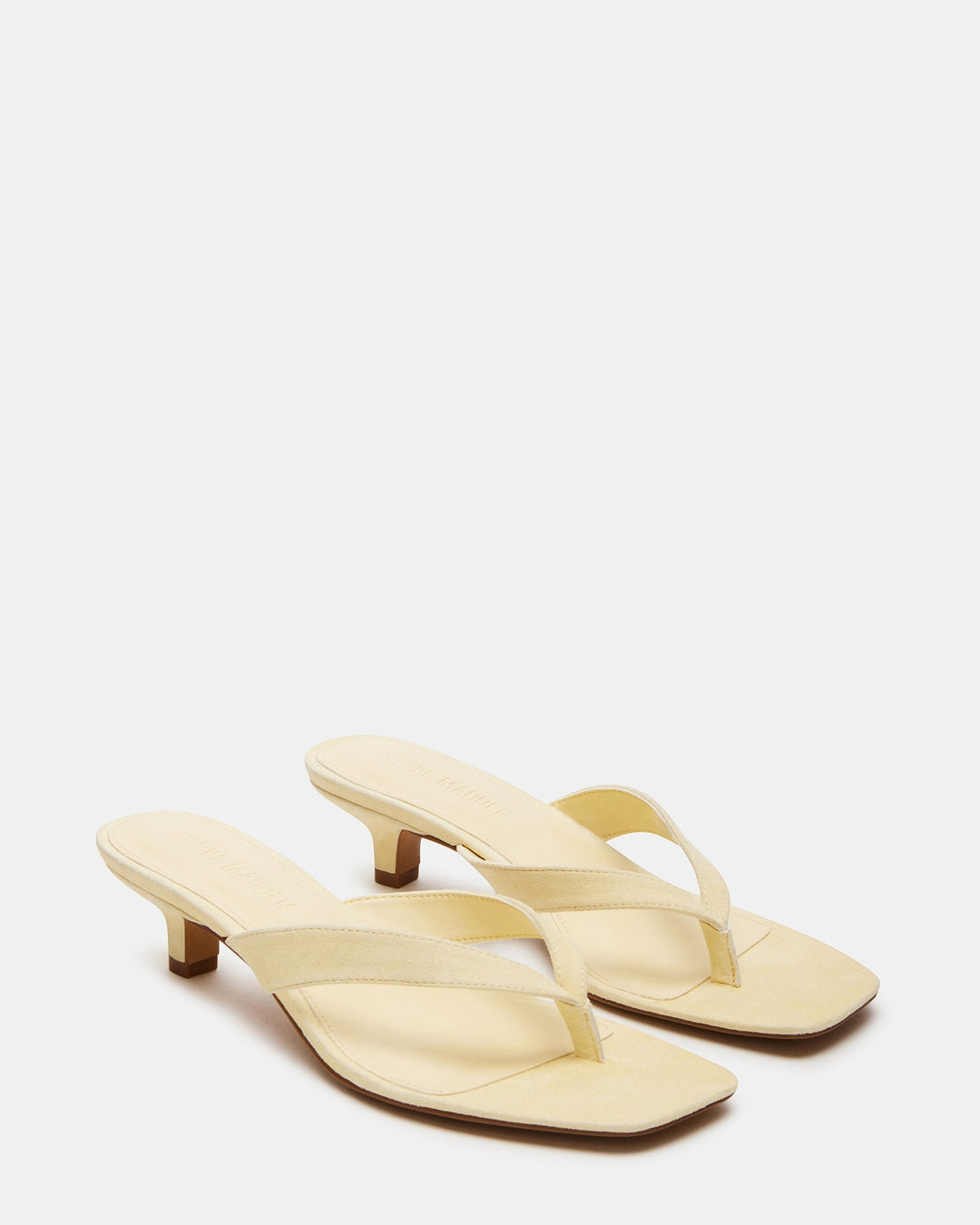 Damen Kitten-Heel-Sandalen mit Zehentrenner | Elegante Absatzschuhe mit eckiger Spitze | Schicke Anlass-Schuhe
