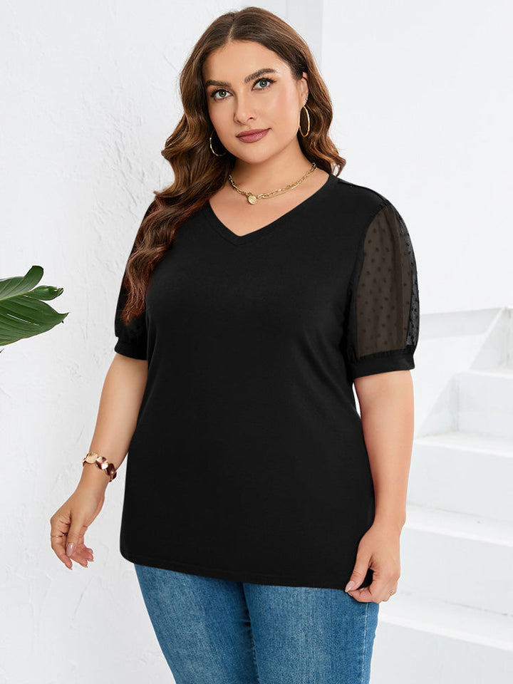 Janne - T-shirt col en V avec manches et couvrant le ventre