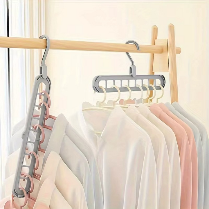 Drehbare Kleiderbügel 4er Set mit 9 Löchern | Platzsparende Schrankorganisation | 360° Drehbar &amp; Faltbar
