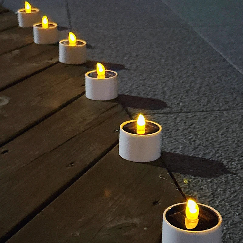 Solar LED Kerzen 6er Set für Außen | Flackerndes Licht mit Dämmerungsautomatik | Wetterfest für Garten, Terrasse und Balkon