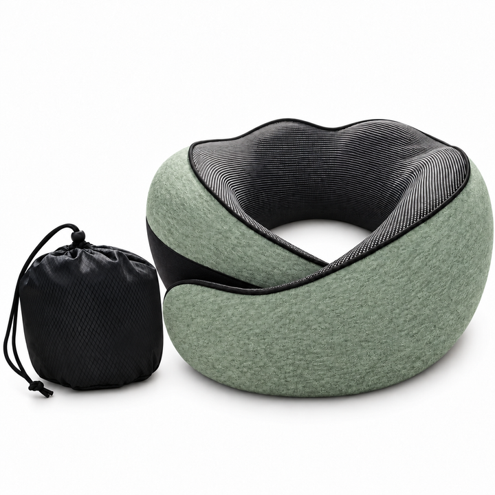 Ergonomisches Reisekissen mit Memory-Schaum | Nackenkissen mit stützender Passform und kompaktem Design für Flugzeug, Zug und Auto