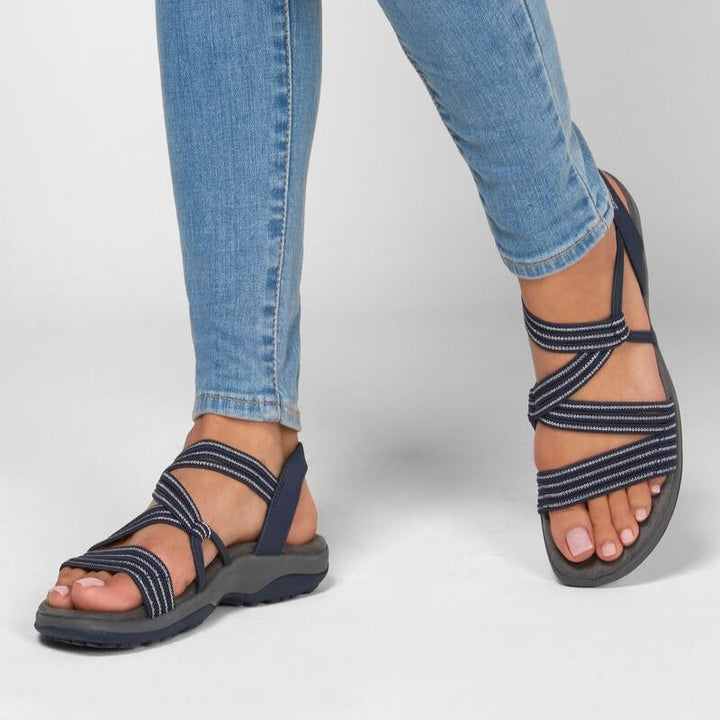 Stylische Damen-Sandale mit ergonomischem Fußbett | Trendiges Eco-Leder &amp; bequemer Halt | Ideal für Alltag &amp; Sommer-Outfits