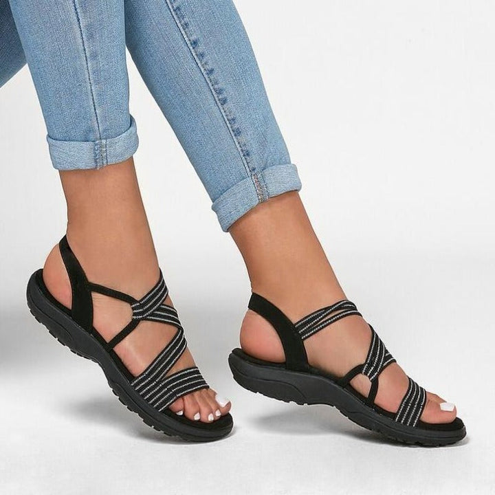 Stylische Damen-Sandale mit ergonomischem Fußbett | Trendiges Eco-Leder &amp; bequemer Halt | Ideal für Alltag &amp; Sommer-Outfits