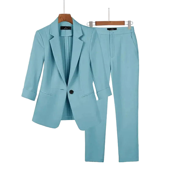 Damen Blazer-Set einfarbig mit passender Hose | Zeitlos eleganter Look für Büro &amp; Events | Schmeichelnder Schnitt | Größen M–4XL