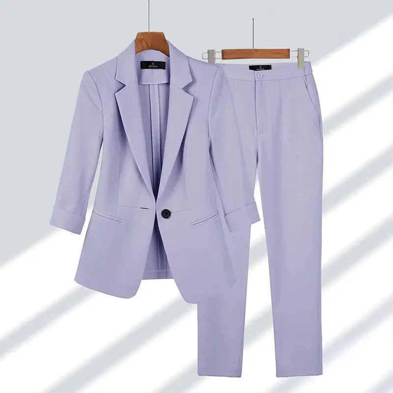 Damen Blazer-Set einfarbig mit passender Hose | Zeitlos eleganter Look für Büro &amp; Events | Schmeichelnder Schnitt | Größen M–4XL