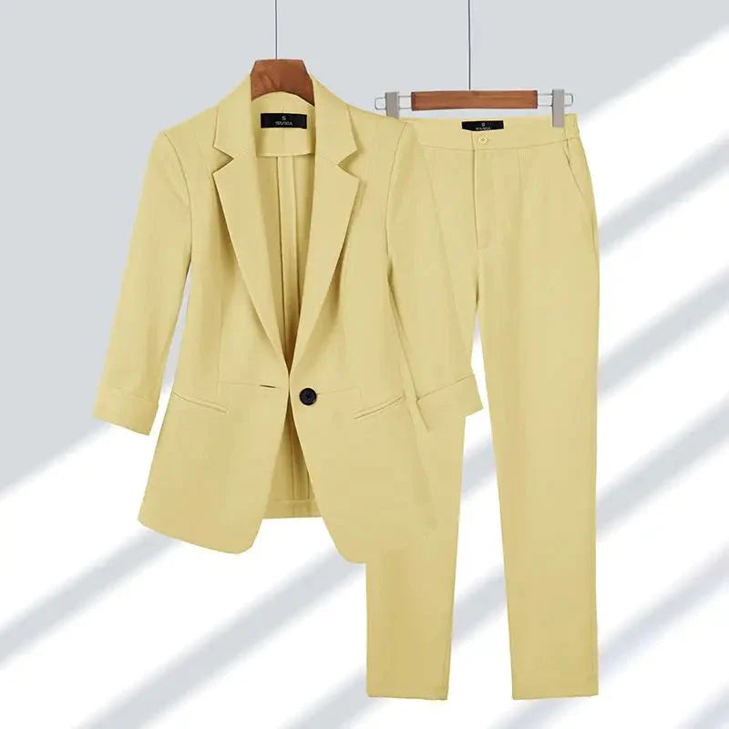 Damen Blazer-Set einfarbig mit passender Hose | Zeitlos eleganter Look für Büro &amp; Events | Schmeichelnder Schnitt | Größen M–4XL