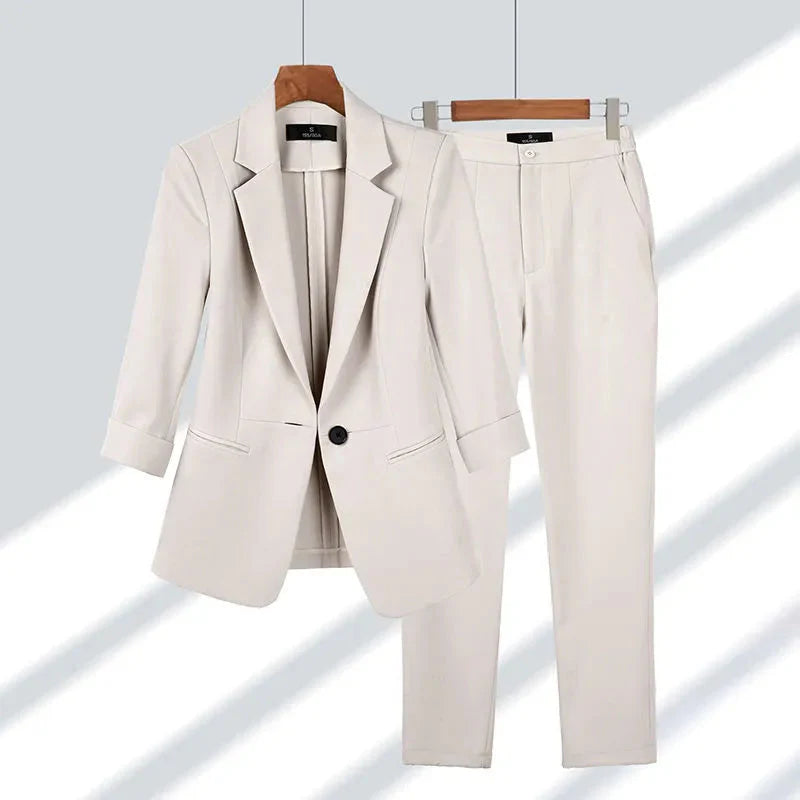 Damen Blazer-Set einfarbig mit passender Hose | Zeitlos eleganter Look für Büro &amp; Events | Schmeichelnder Schnitt | Größen M–4XL