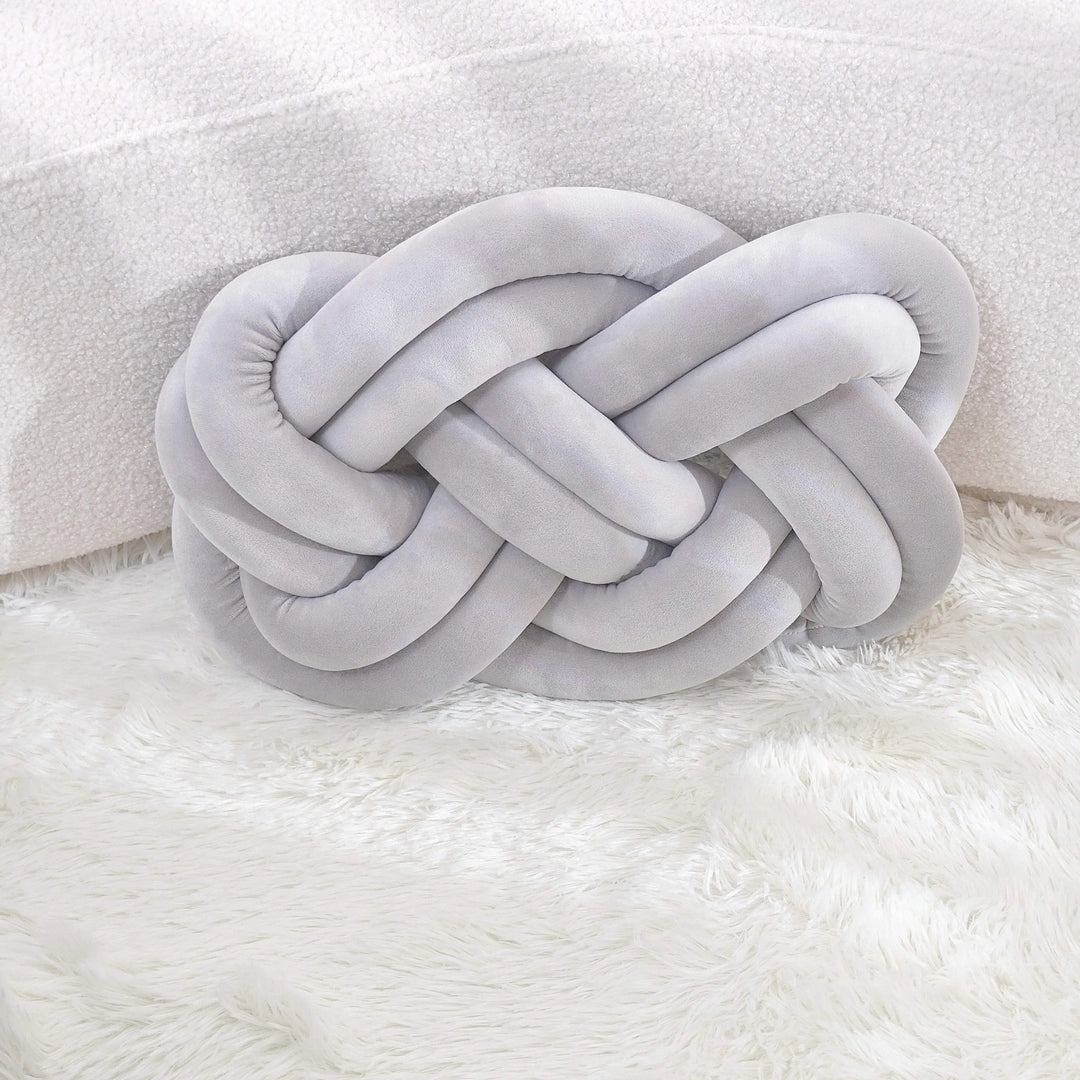 Coussin décoratif à motif noué | Design géométrique | Lavable et doux