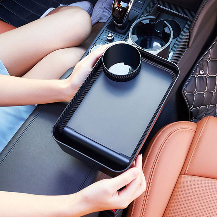 Auto Getränkehalter-Erweiterung mit Ablagetisch | 360° Drehbar &amp; Universelle Passform | Praktische Ablage für Getränke, Snacks &amp; Geräte