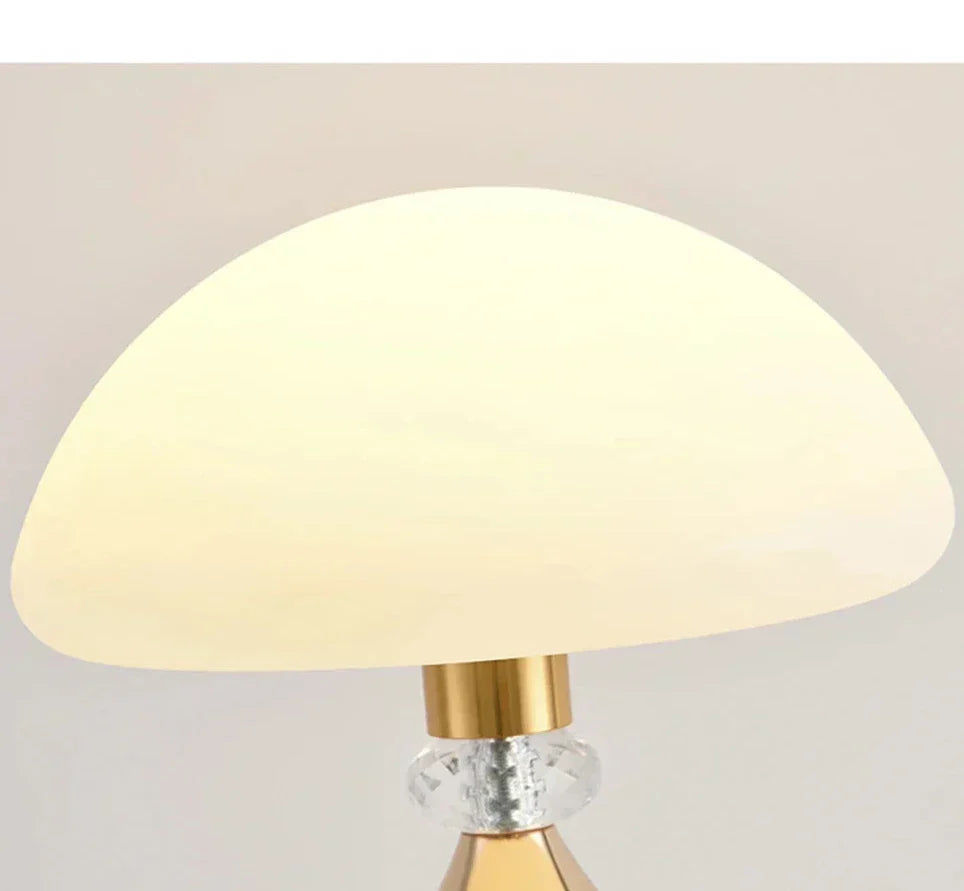 LED Pilz Tischlampe 28 cm mit Kristalloptik | Warmweißes Licht im Vintage-Design | Dekolampe für Wohnzimmer und Schlafzimmer