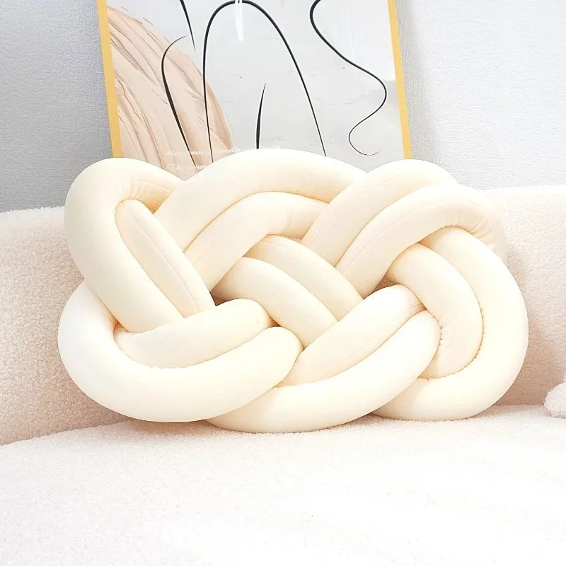 Coussin décoratif à motif noué | Design géométrique | Lavable et doux