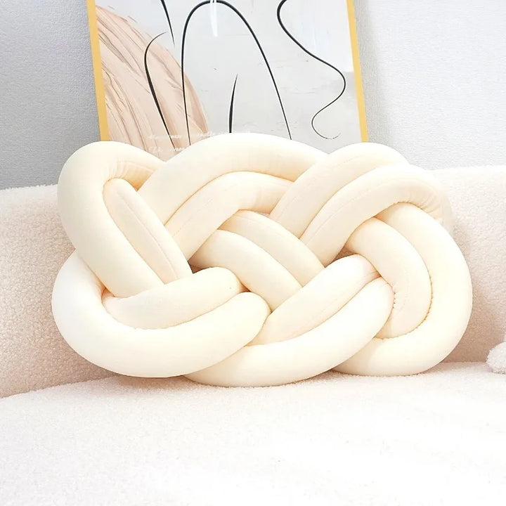 Coussin décoratif à motif noué | Design géométrique | Lavable et doux