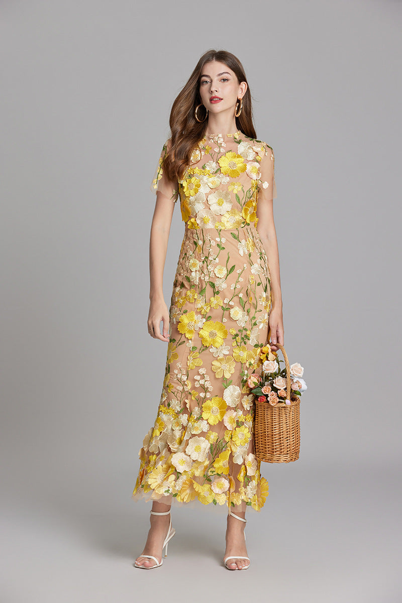 Elegantes Ärmelloses Besticktes Damenkleid | Maxi