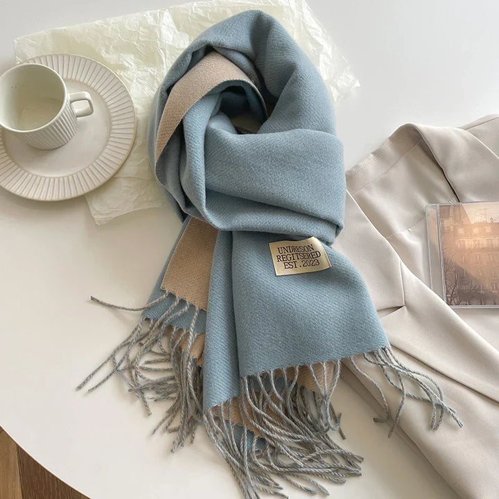 Damen Pashmina Schal mit Fransen | Weicher langer Wickelschal mit glatter Oberfläche und vielseitiger Trageform für Herbst und Winte