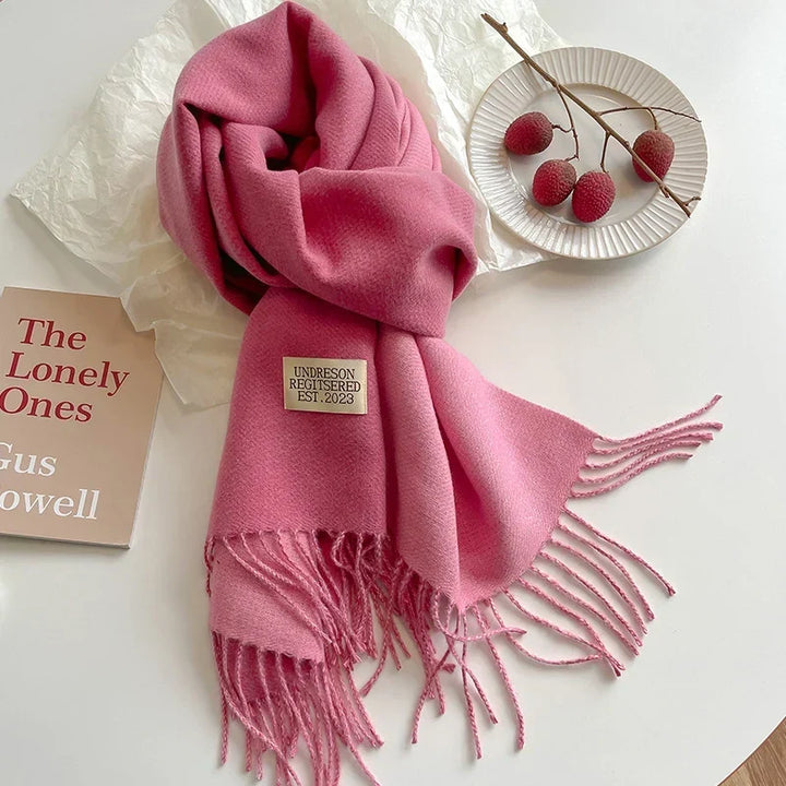 Damen Pashmina Schal mit Fransen | Weicher langer Wickelschal mit glatter Oberfläche und vielseitiger Trageform für Herbst und Winte
