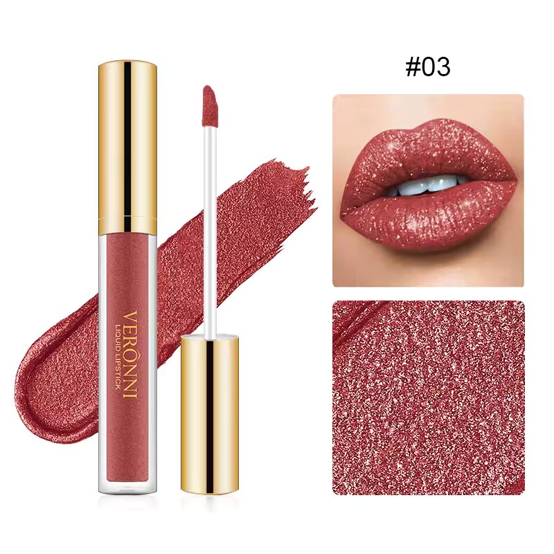 Glänzender Liquid Lipstick mit Schimmer | Langanhaltende Farbe bis zu 12 Std. | Pflege mit Kamille &amp; Sojaextrakten, weich &amp; strahlend