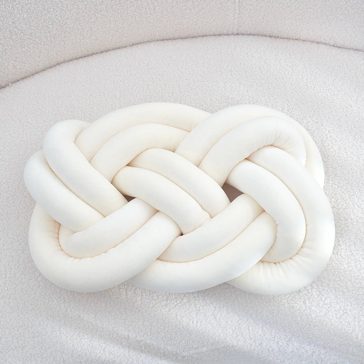 Coussin décoratif à motif noué | Design géométrique | Lavable et doux