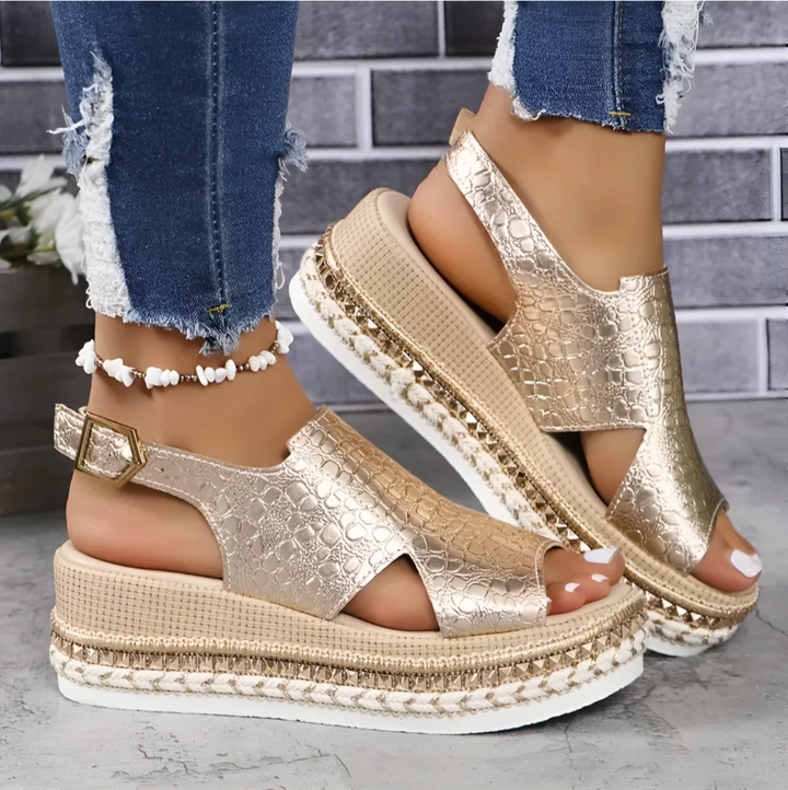 Damen orthopädische Ledersandalen mit Fußbett | Bequem &amp; stützend für Alltag | Eleganter Look, echtes italienisches Leder