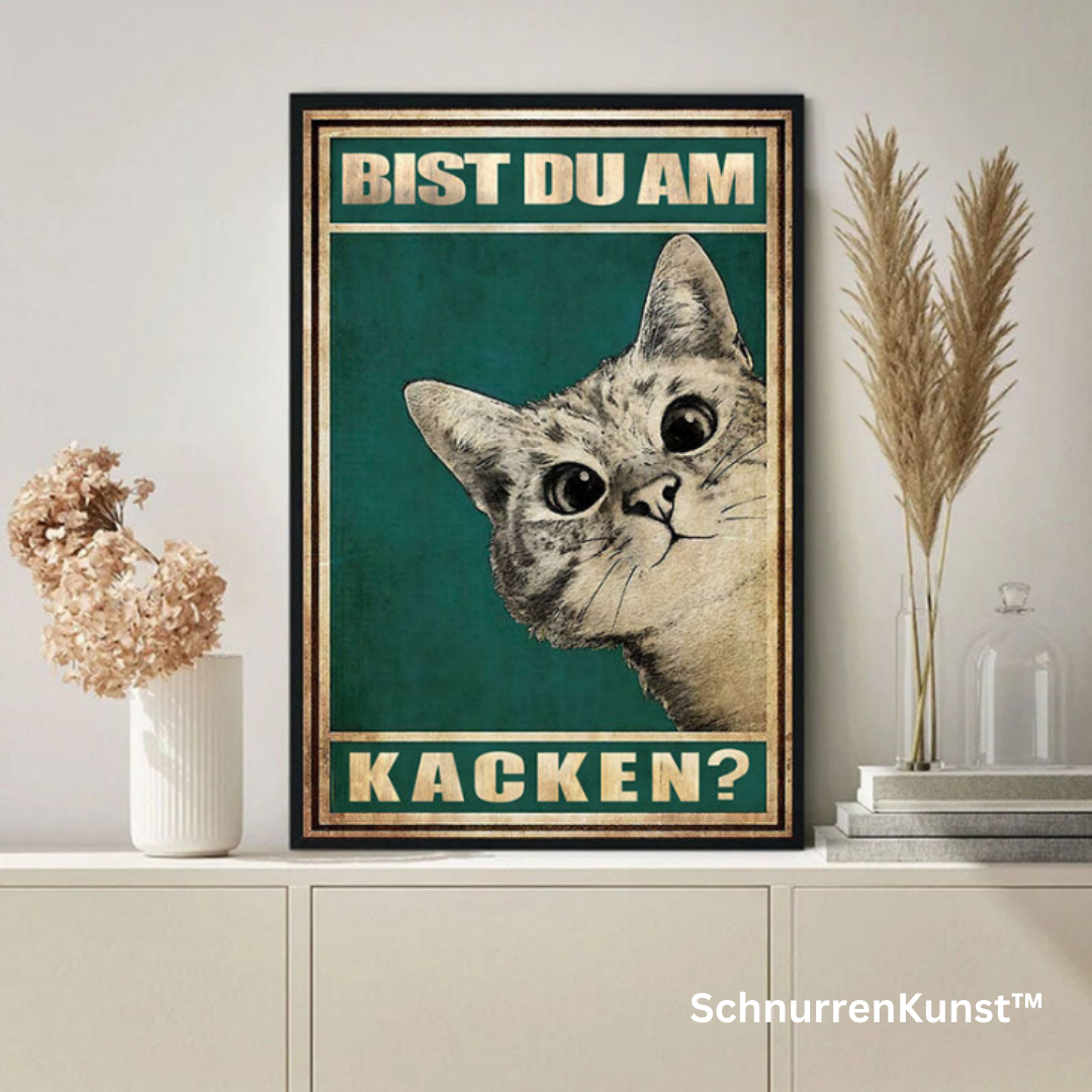 Quadro su tela con gatto divertente | Tela di cotone con inchiostro premium | Elemento decorativo divertente per soggiorno, ufficio e idea regalo