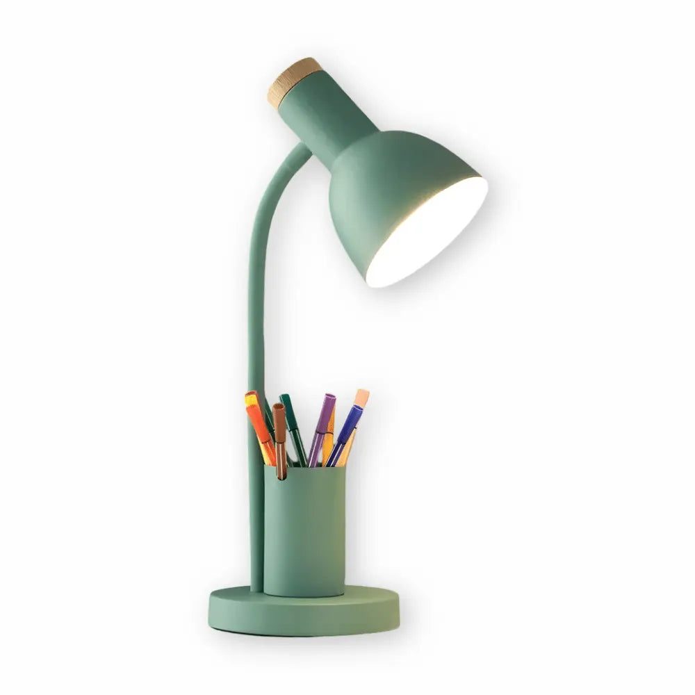 Schreibtischlampe mit Stifthalter | Verstellbare Tischleuchte mit 3 Lichtfarben und E27-Fassung
