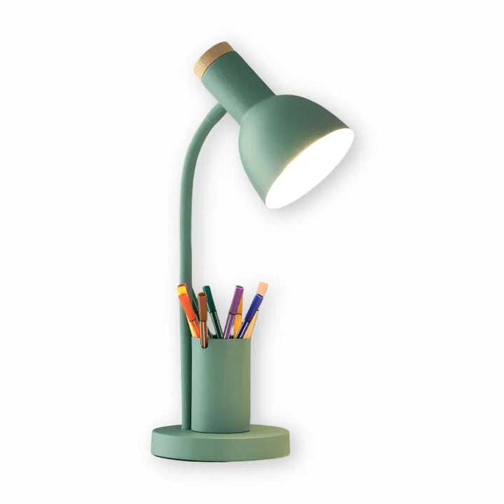 Schreibtischlampe mit Stifthalter | Verstellbare Tischleuchte mit 3 Lichtfarben und E27-Fassung